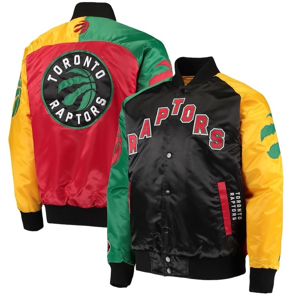 Men's Starter x Ty Mopkins Black/Red Toronto Raptors Satin Full-Snap Jacket, XXL - Picture 1 of 5